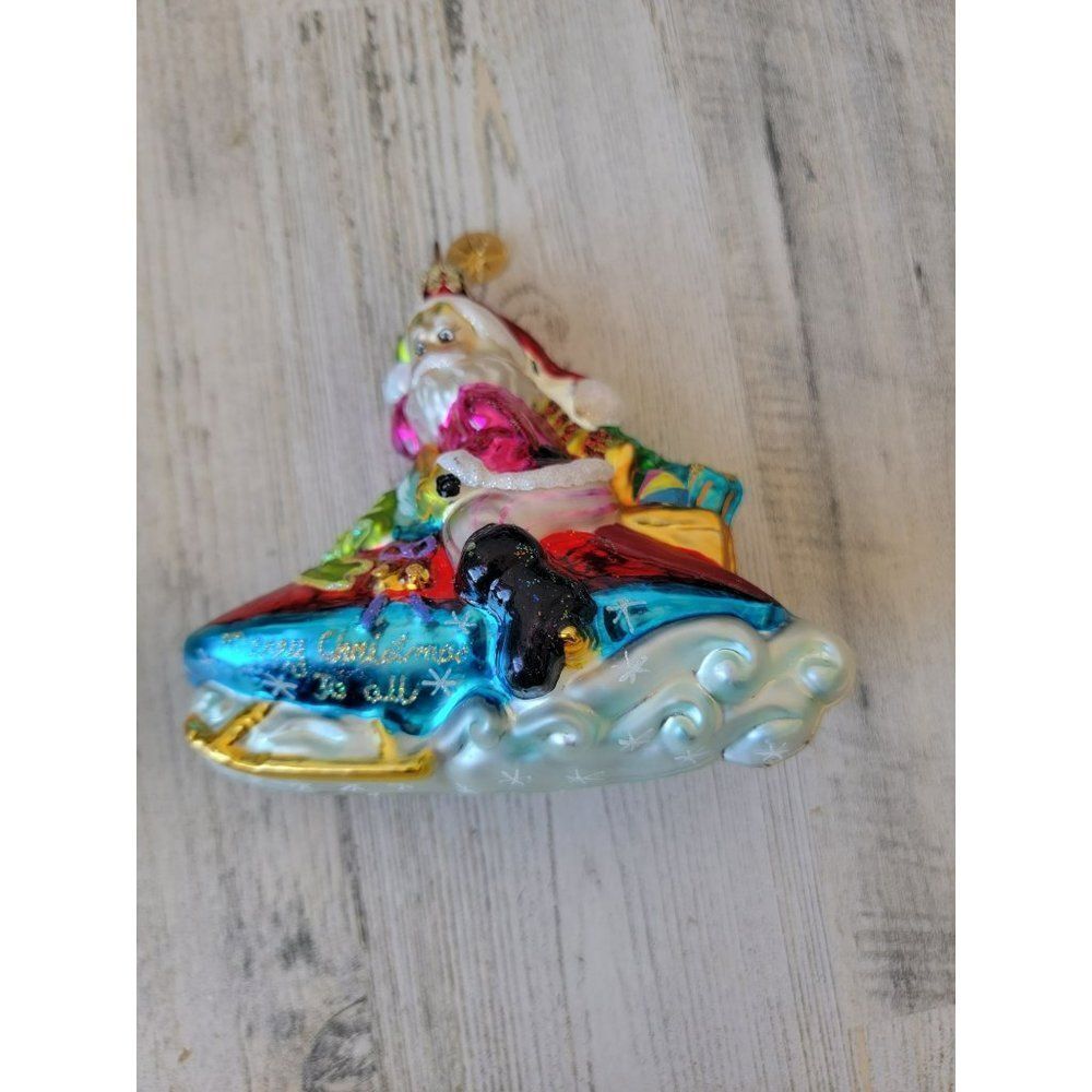 Radko‎ Arctic delivery blown glass ornament Xmas Santa glitter
